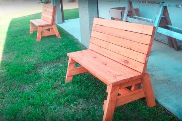 Садовая скамейка со спинкой своими руками: чертежи интересных задумок для реализации