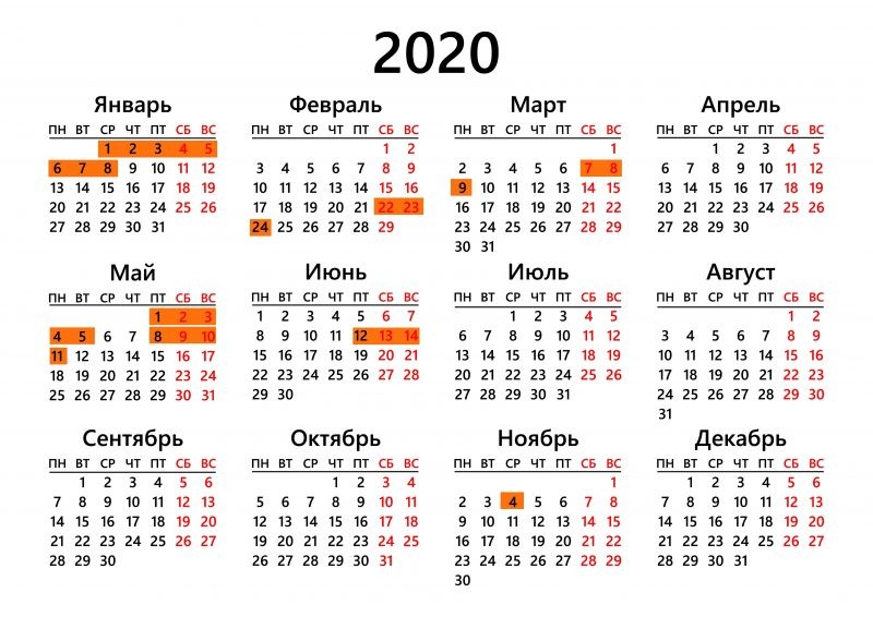 Выходные и праздничные дни в 2020 году, согласно производственному календарю, будут продолжительными