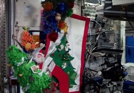 Экипаж МКС показал свою новогоднюю елку