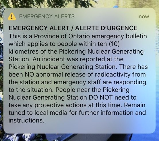 Жители Канады получили тревожное оповещение от АЭС Пикеринг