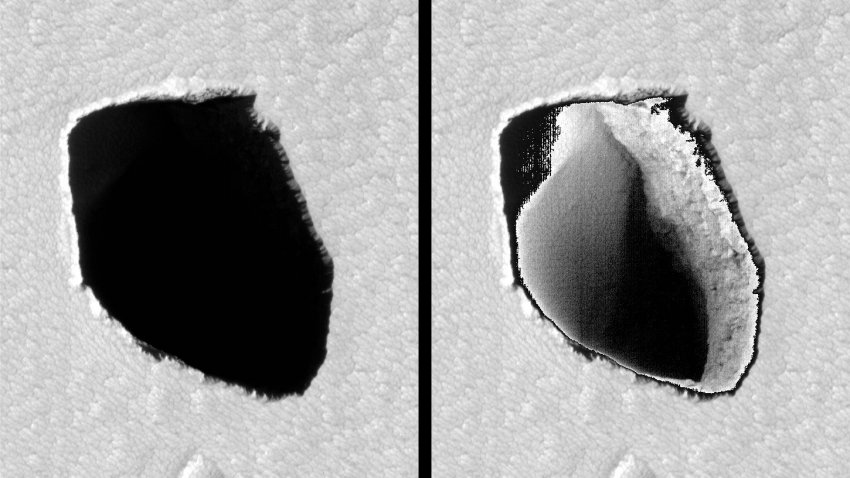 На поверхности Марса образовался загадочный провал