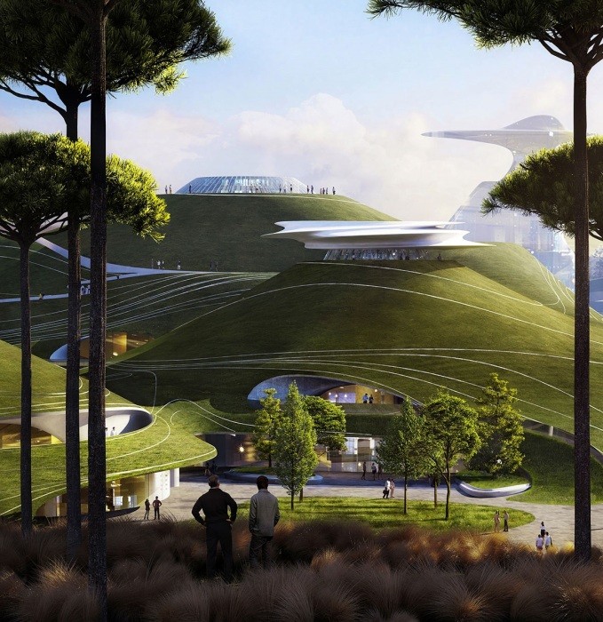 В Китае строится спортивный комплекс-городок, утопающий в зелени