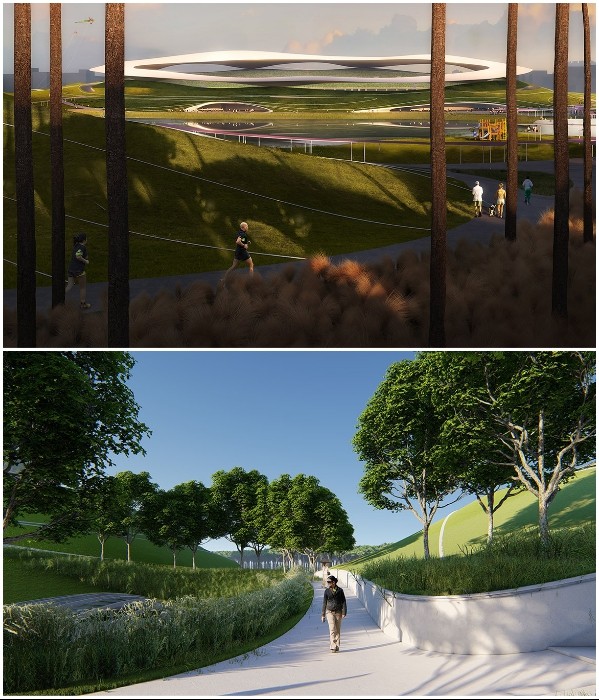 В Китае строится спортивный комплекс-городок, утопающий в зелени