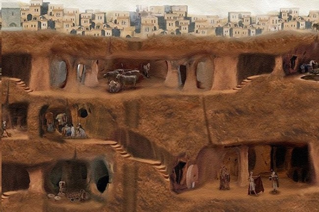 Подземные пещеры Деринкую в Турции вмещали 20.000 человек