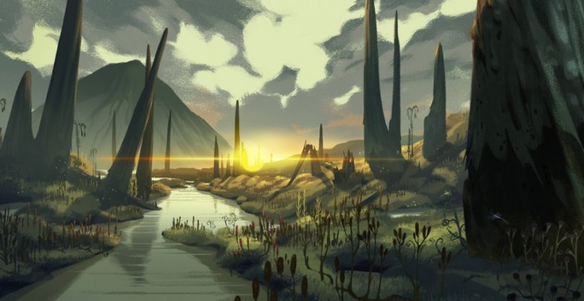 На земле росли гигантские грибы, которые были выше деревьев